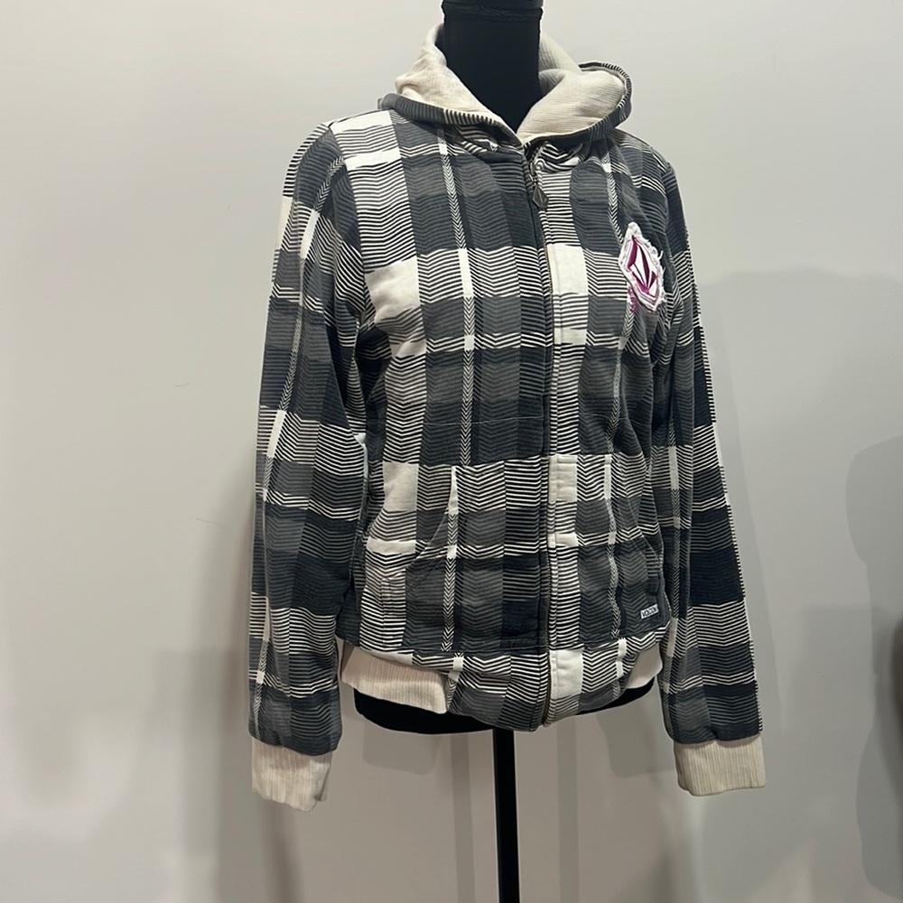 Volcom Jacket Size M Square Ivory And Grey Lining… - image 1